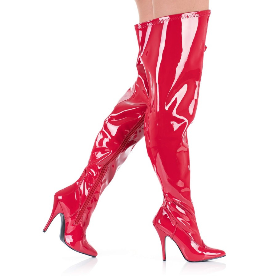 Pleaser Pink Label Overknee Weitschaftstiefel Rot Lack Seduce-3000Wc Clearance