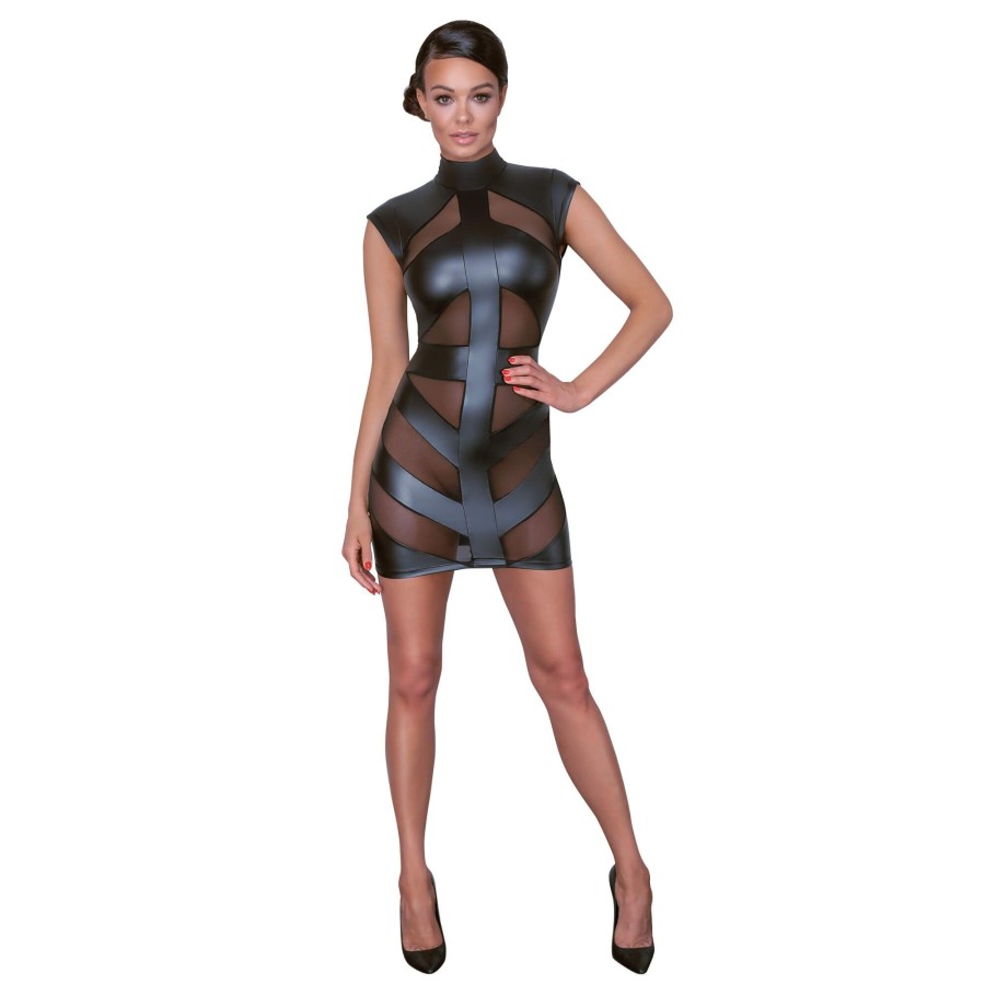 Cottelli PARTY Tailliertes Kleid Schwarz Powernet Mattlook Online